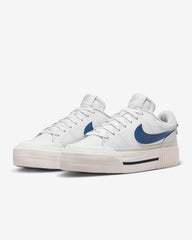 Nike White Court Legacy Lift Platform Trainers - White/Navy (Mirror)