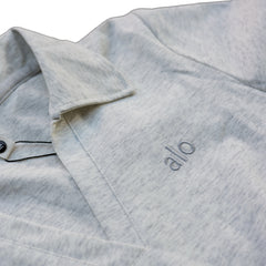 Alo Yoga Wide-Leg Sweatpant & V-Neck Polo Crop Top Set (Heather Grey)