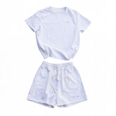 Alo Yoga Essential Short & Crew Neck Tee Set - Crisp White