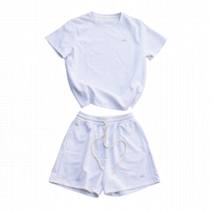 Alo Yoga Essential Short & Crew Neck Tee Set - Crisp White