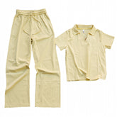 Alo Yoga Wide-Leg Sweatpant & V-Neck Polo Crop Top Set (Butter Yellow)