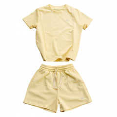 Alo Yoga Essential Short & Crew Neck Tee Set - Butter Yellow