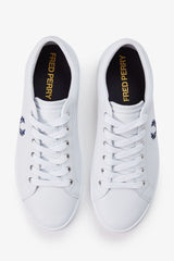Fred Perry Baseline Leather Trainers-WHT (Mirror)