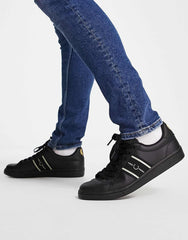 Fred Perry Men Striped Leather Sneakers -BLK (Mirror)