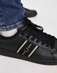 Fred Perry Men Striped Leather Sneakers -BLK (Mirror)