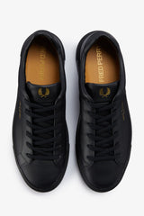 Fred Perry Men Leather Sneakers - Black/Gold (Mirror)