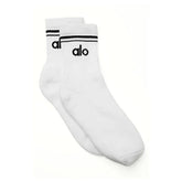 Alo Yoga | Unisex Half-Crew Throwback Sock White/Black