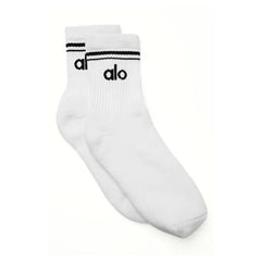 Alo Yoga | Unisex Half-Crew Throwback Sock White/Black
