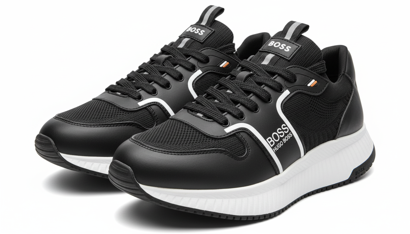BOSS - Men's  Retro-Runner Sneakers - Black (Mirror)