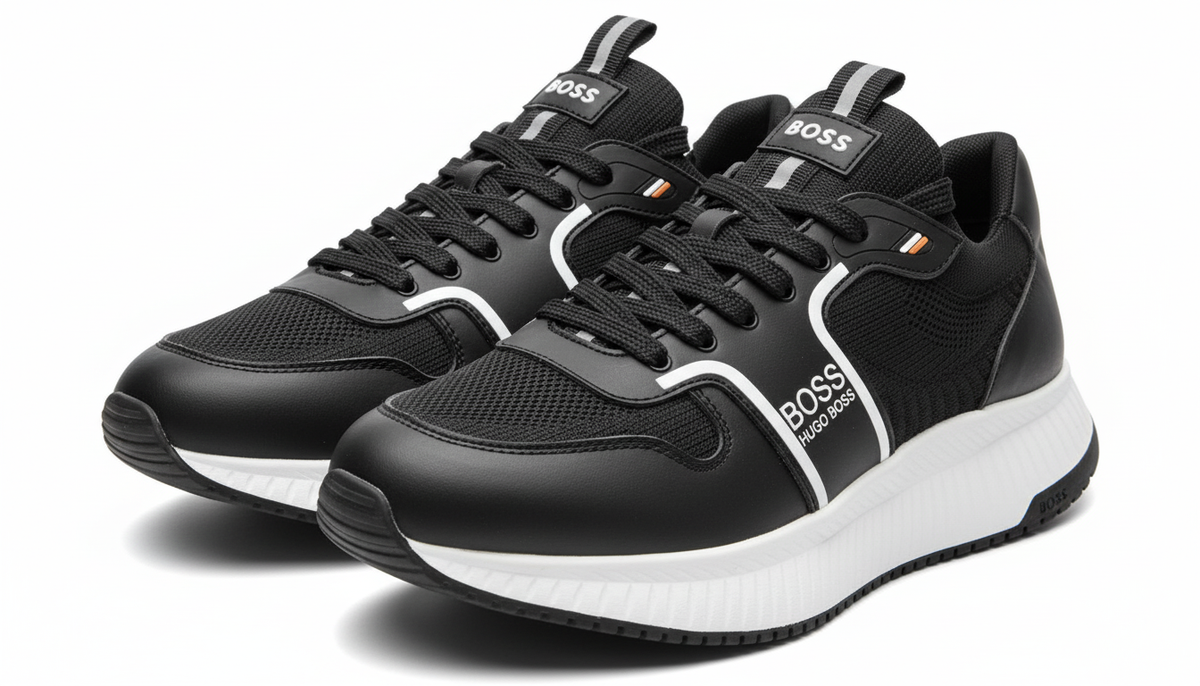 BOSS - Men's  Retro-Runner Sneakers - Black (Mirror)