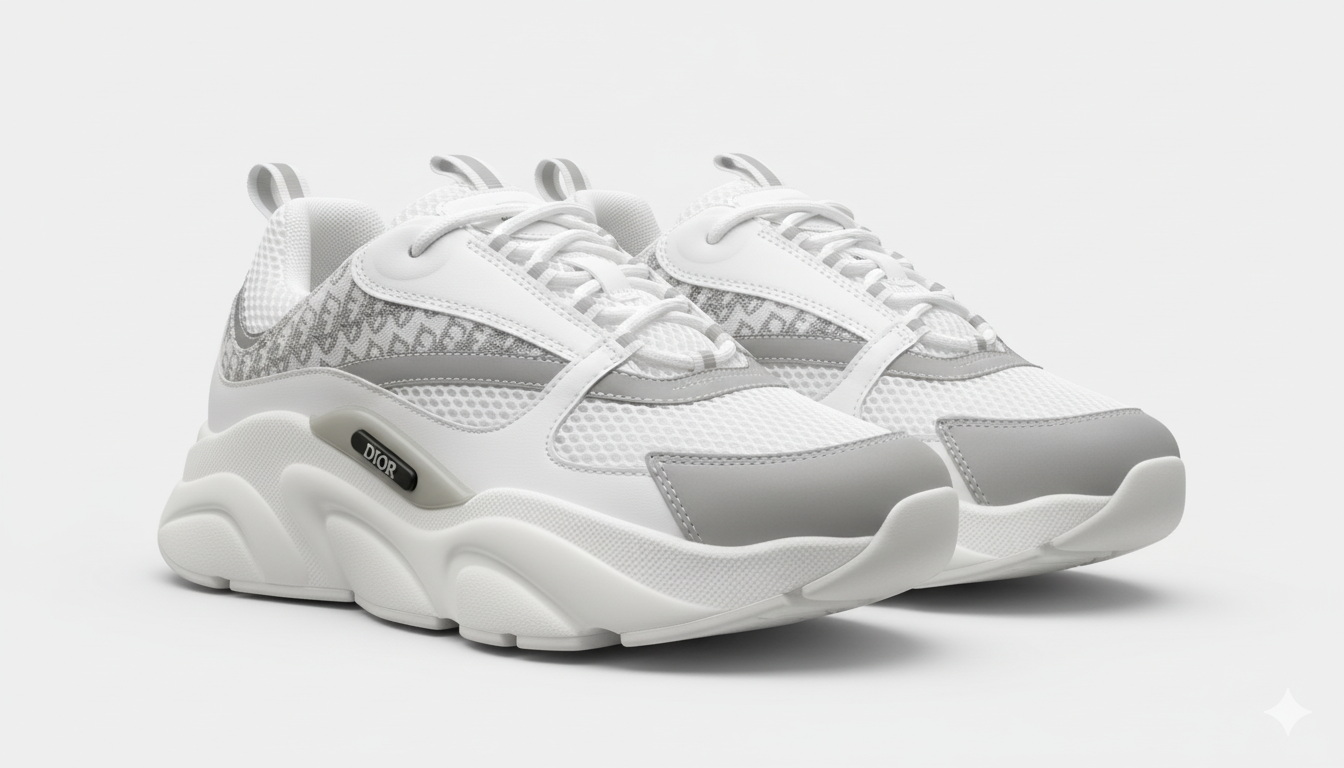 Dior Men's Sneakers - White/Grey (Mirror)