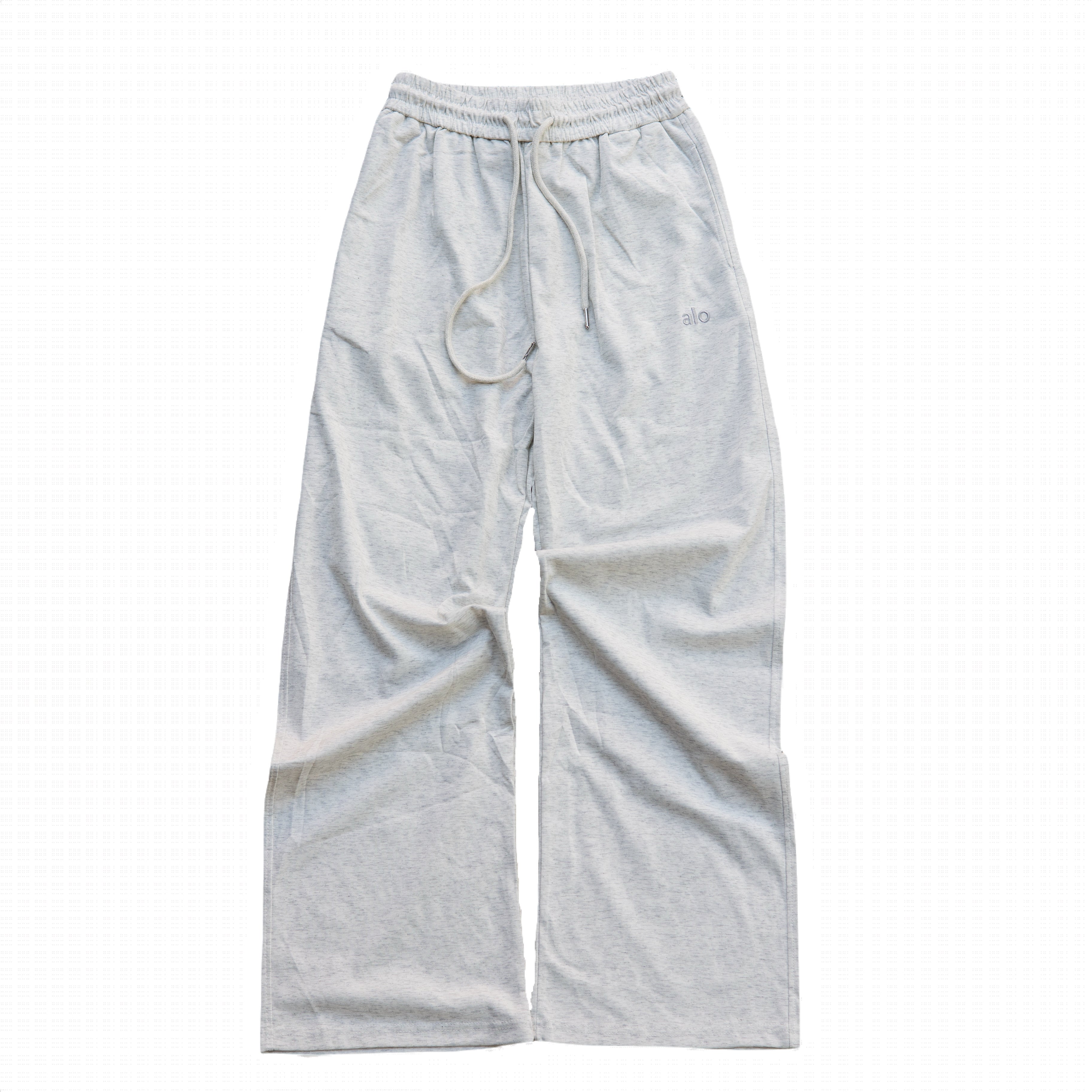 Alo Yoga Wide-Leg Sweatpant & V-Neck Polo Crop Top Set (Heather Grey)