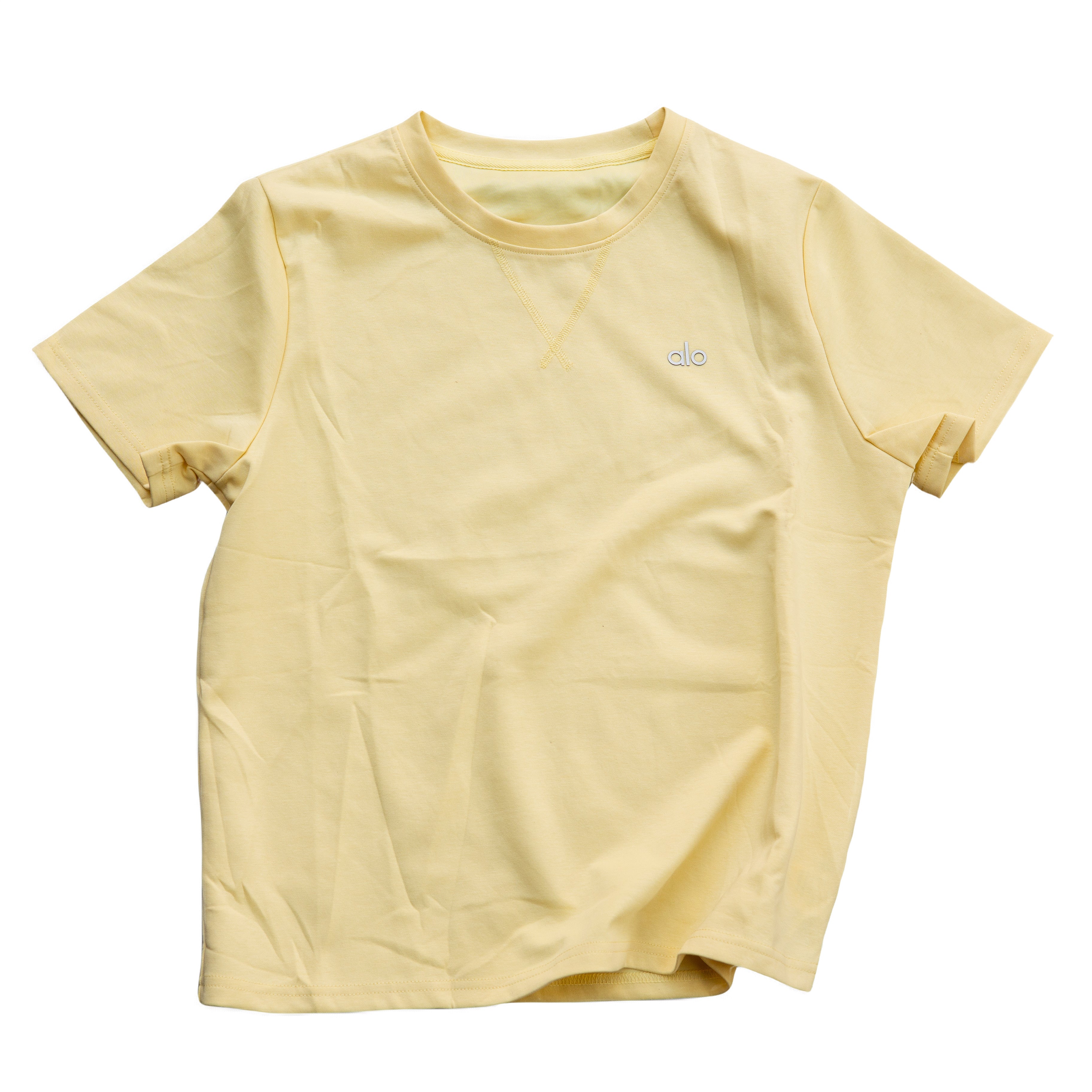 Alo Yoga Essential Short & Crew Neck Tee Set - Butter Yellow