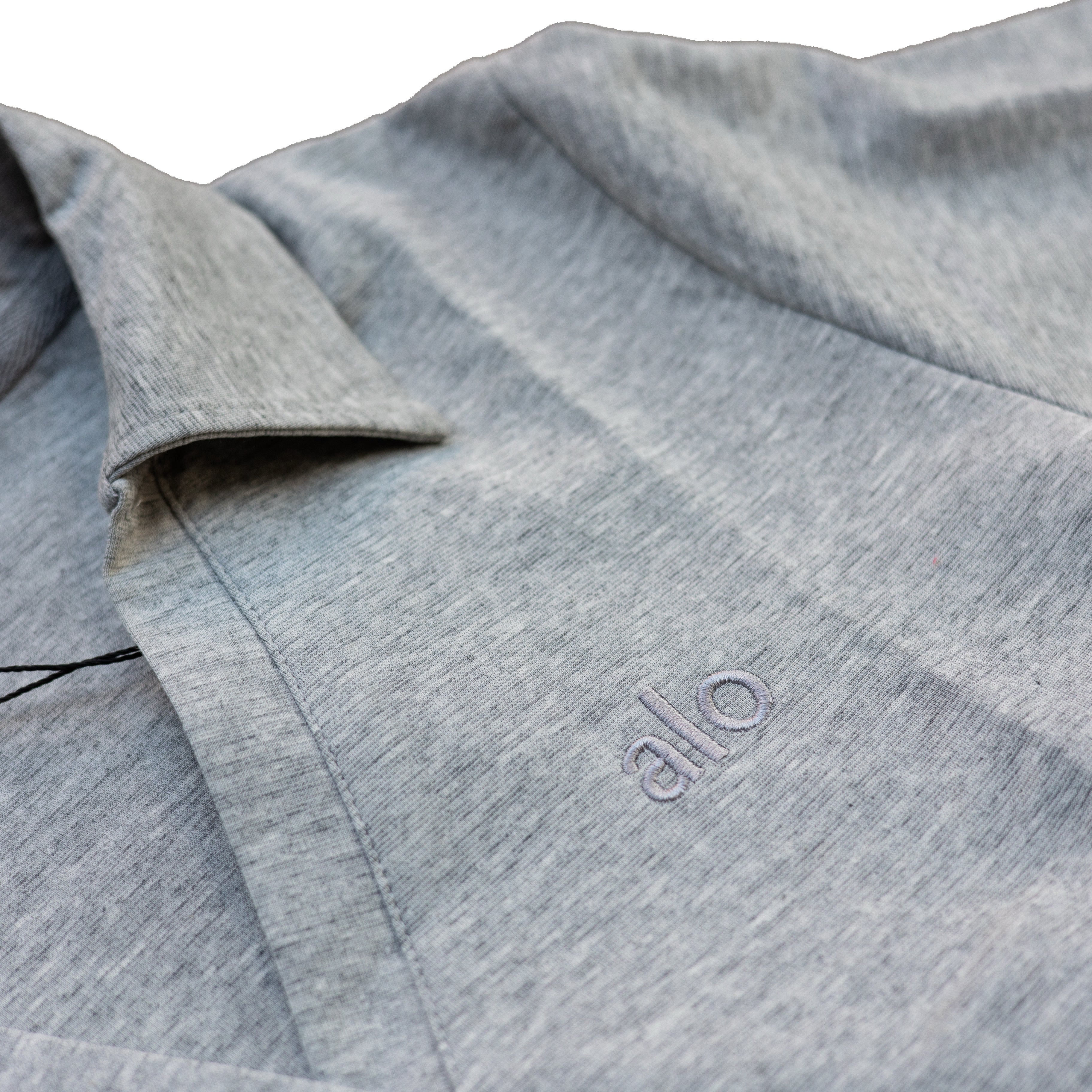 Alo Yoga Wide-Leg Sweatpant & V-Neck Polo Crop Top Set (Heather Grey)