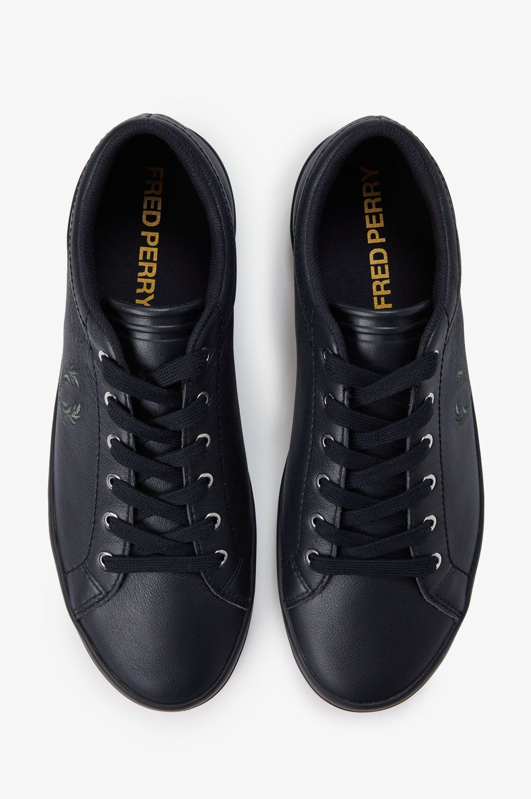 Fred Perry Baseline Leather Trainers-Black (Mirror)