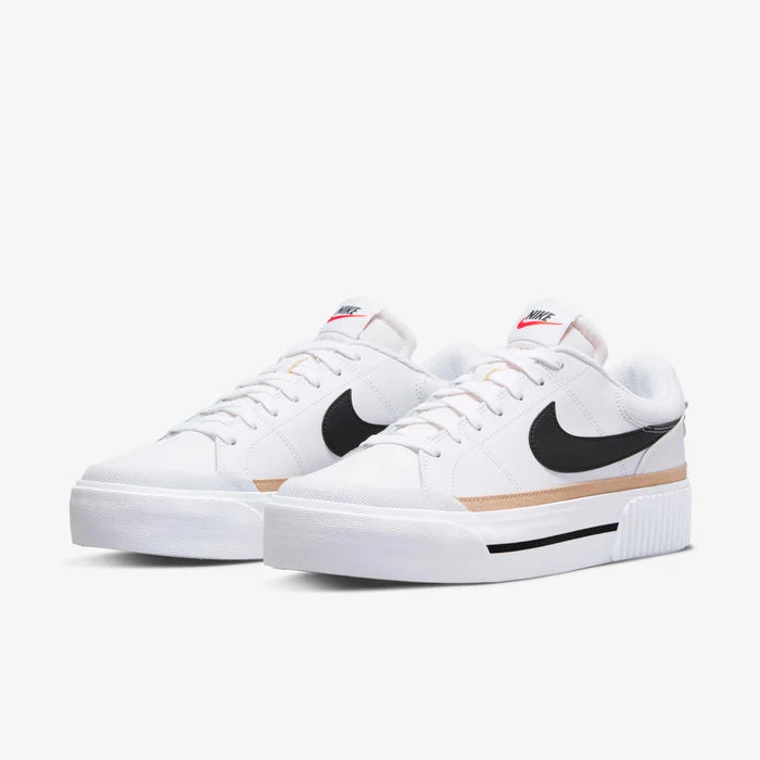 Nike White Court Legacy Lift Platform Trainers - White/Black (Mirror)