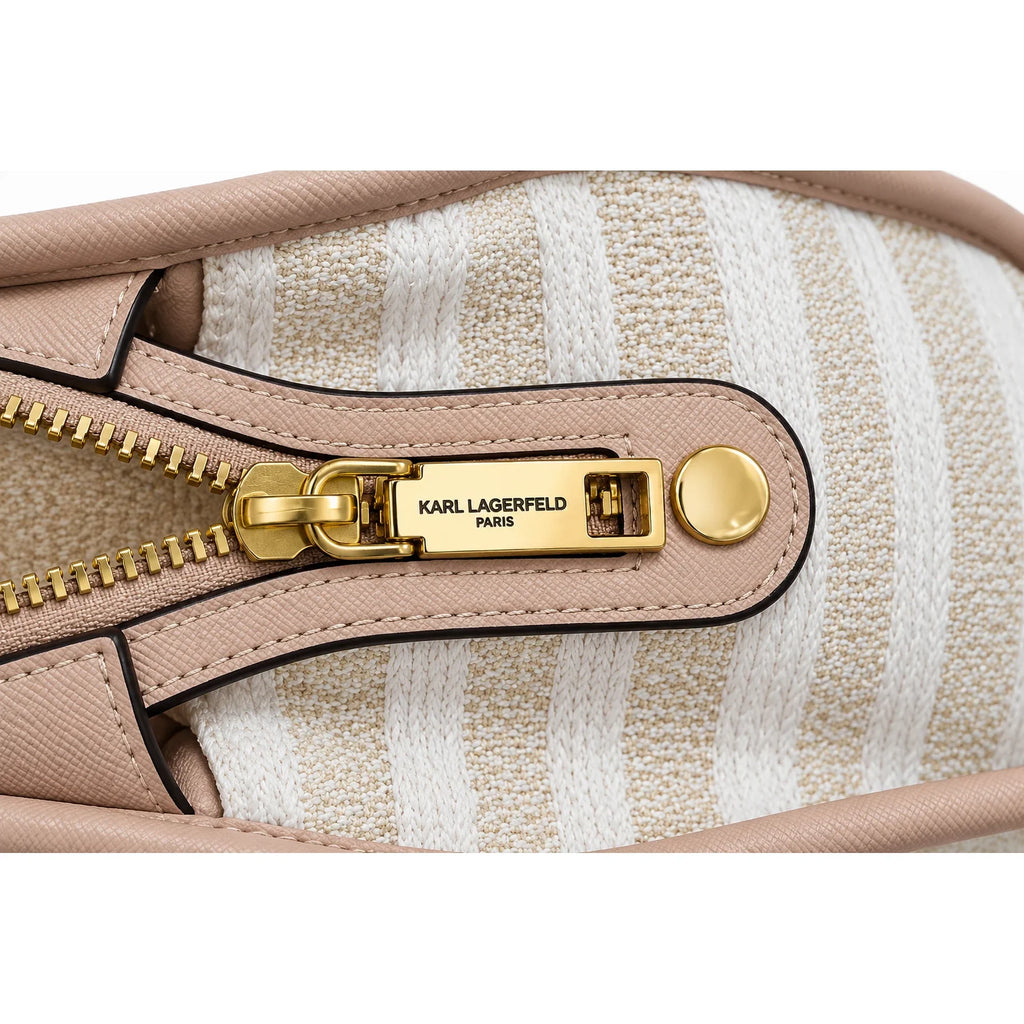 Karl Lagerfeld Paris striped tote bag front logo