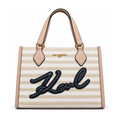 Karl Lagerfeld Paris striped tote bag pink and white front