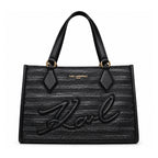 Karl Lagerfeld Paris black striped tote bag front