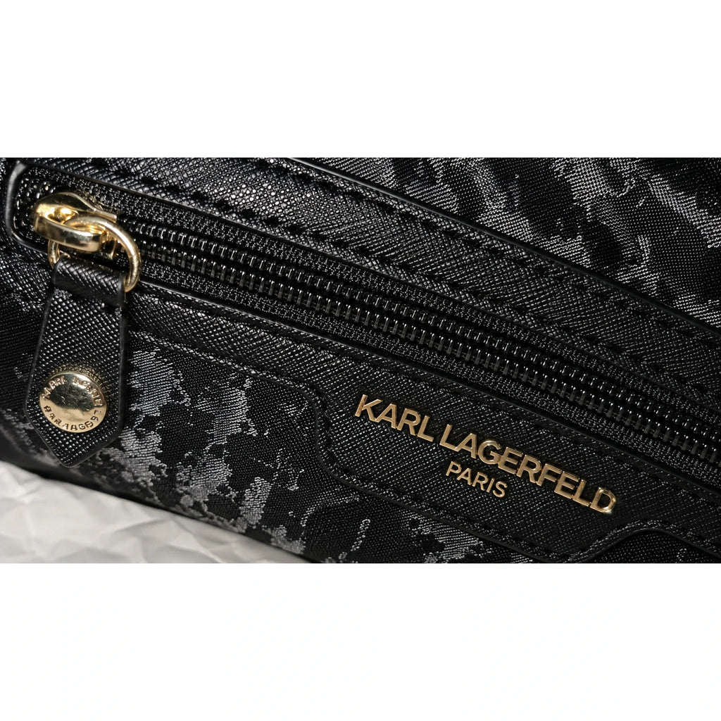 Karl Lagerfeld Paris black tote bag close-up detail