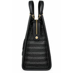Karl Lagerfeld Paris black striped tote bag side