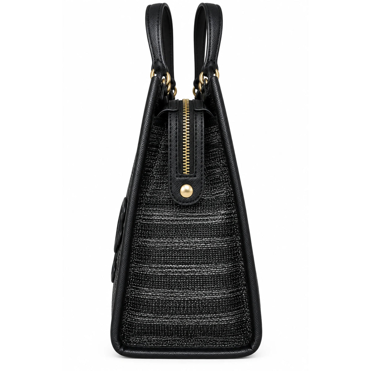 Karl Lagerfeld Paris black striped tote bag side