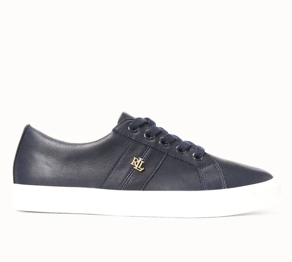 Ralph Lauren Janson II Nappa Leather Trainer Women -NAVY